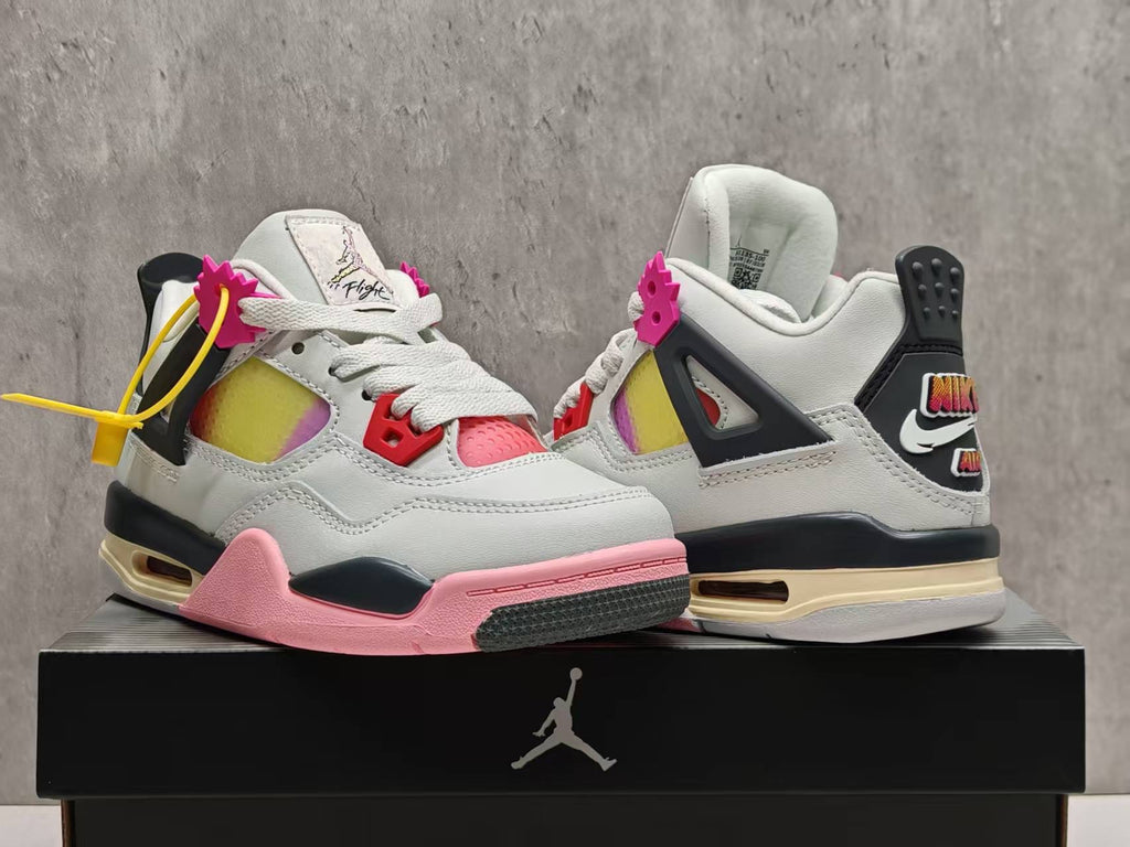 White & Pink Colorblock High-Top Sneakers