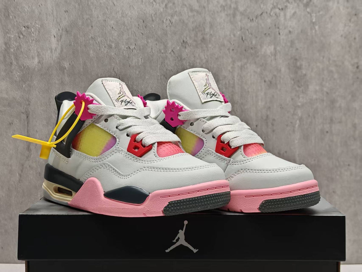 White & Pink Colorblock High-Top Sneakers